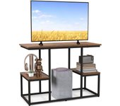 Costway mesa consola rústica para 50'' tv, mesa auxiliar con estantes de almacenamiento abiertos, mesa de sofá industrial, centro de entretenimiento p