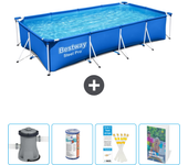 Paquete de piscina - bestway - rectángulo - 400x211x81 cm + accesorios cb70