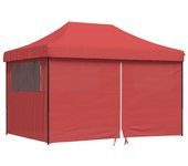Tienda de fiesta plegable pop-up 4 paredes laterales burdeos