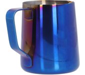 Jarra de acero inoxidable para espumar leche y café, con escala interior y boca puntiaguda, color azul (azul titanio, 600 ml (con