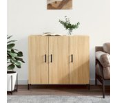 Aparador | aparador de comedor | armario de cocina de madera de ingeniería roble sonoma 90x34x80 cm cfw90106