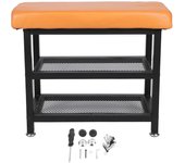 Banco zapatero con asiento acolchado y 2 estantes, organizador de almacenamiento para entrada interior, pasillo, dormitorio (naranja)