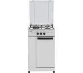 Cocina de gas infiniton cc3fb , 3 zonas, ancho 50 cm, compartimento porta-bombonas, blanco