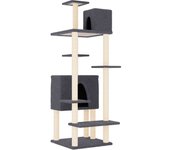 Rascador para gatos con postes de sisal gris oscuro 154 cm