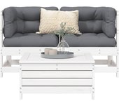 Juego de sofás de jardín 3 piezas | juego de muebles de jardín | conjunto de comedor jardín madera maciza de pino blanco cfw25054