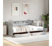 Sofá cama y cajones gris sonoma 90x190 cm de madera contrachapada