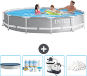 Paquete de piscina - intex - alrededor - 366x366x76 cm + accesorios cb63