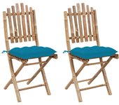 Maison exclusive - sillas de jardín plegables con cojines 2 unidades bambú