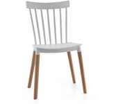 Pack 4 sillas comedor cocina naomi, de polipropileno y madera de haya, blanco