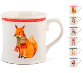 6x taza h&h winter animal new bone china surtido cc350
