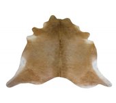 Tapete de piel de vaca color beige de 233 x 190 cm