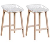 Taburete block 65 cm malmo patas roble asiento plástico blanco - lote de 2