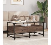 Vidaxl mesa de centro con puertas de vidrio marrón roble 68,5x50x50 cm