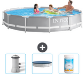 Paquete de piscina - intex - alrededor - 366x366x76 cm + accesorios cb75