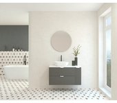 Mapau pack mueble de baño con lavabo y espejo redondo gebelin gris macadam 100cm