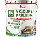 Pintura terciopelo para pared y techo : arcadeco biosourcée terciopelo - 2.5 l (+ ou - 30m² par couche) verde claro - ral 6057 - arcane industries