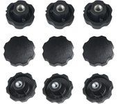 Tornillo de perilla con rosca moleteada volante con casquillo de hierro roscado abs negro m10-50pcs.
