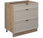 Vicco mueble bajo de cocina fame-line, grisbeige, 80 cm con 3 cajones, sin encimera