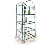 Relaxdays invernadero pequeño, 4 baldas, 156x70x50 cm, mini huerto para germinar plantas, balcón o terraza, transparente