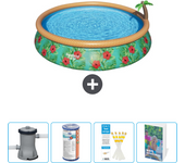 Paquete de piscina - bestway - alrededor - 457x457x84 cm + accesorios cb70