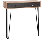 Recibidor consola con dos cajones, roble sonoma y gris 90 x 30 x 87 cm. zeus