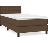 Cama con somier tapizado y colchón de tela marrón oscuro 90x190 cm