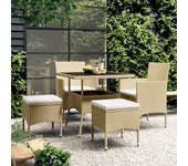 Juego de comedor para jardín de 5 piezas | conjunto de jardín | muebles de jardín ratán sintético beige cfw360692