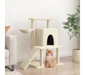 Rascador para gatos de sisal color crema con rascador 96,5 cm