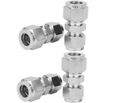 Adaptador de tubo de doble casquillo recto de compresión de acero inoxidable de 4 piezas para tubería (f3/8-f1/2)
