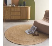 Tapete redondo de yute, natural, padma, natural, 160x160x1 cm