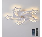 Ventiladores de techo con luces de 74 cm, luz de ventilador de techo de montaje semiempotrado regulable con aplicación y control remoto, blanco