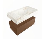 Mondiaz alan-dlux 80cm mueble de baño rust 1 cajón. con lavabo cloud centro sin orificios color frappe