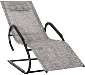 Tumbona de jardín outsunny metal galvanizado y texteline gris 160x59.5x83 cm 84b-685v01