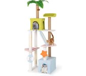 Costway rascador para gatos, 180 cm árbol para gatos de 4 niveles para gatitos con 2 condos, postes de rascado, planta artificial, juguetes colgantes,