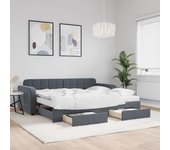 Sofá cama nido y cajones terciopelo gris oscuro 90x200cm