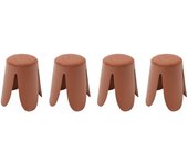 Taburetes apilable de borreguito texturizado, set de 4, niki, terra cotta, 44x30x46 cm
