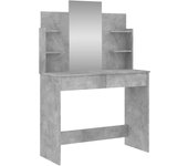 Tocador | mesa tocador | tocador de maquillaje con espejo color gris hormigón 96x39x142 cm cfw64755
