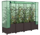 Maison exclusive - arriate con cubierta invernadero aspecto ratán 160x40x138 cm