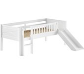 Cama de media altura 90x200 con tobogán y somier vipack scott blanco