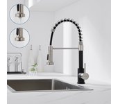 Auralum max mezclador cocina con ducha grifo cocina con resorte grifos cocina rotación 360° robiny fregadero 2 jets, agua fría / caliente, negro