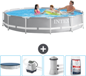 Paquete de piscina - intex - alrededor - 366x366x76 cm + accesorios cb53