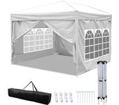 Cenador de jardín plegable pop up con paredes blancas 3x3m