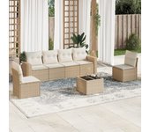 Conjunto de muebles de jardín de ratán beige de 7 piezas con cojines vidaxl