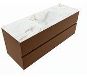 Mondiaz vica dlux 130cm mueble de baño color rust con 2 cajones. con lavabo cloud centro sin orificios color frappe