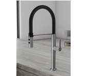 Mezclador monomando alto de fregadero con ducha de mano - cromo y negro