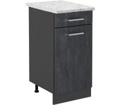 Vicco mueble bajo de cocina r-line, hormigón negro, 40 cm et mármol