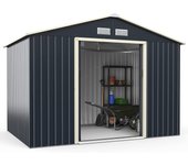 Costway caseta jardin exterior, 277 x 191 x 202 cm, cobertizo jardin exterior con 4 respiraderos y puertas individuales correderas, casita organizador