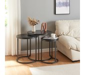 Conjunto de 3 mesas nido ulricehamn aglomerado - negro [en.casa]