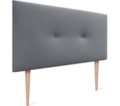 Dhome cabecero de polipiel liso con botones y patas tapizado de alta gama cabezal lujo cama dormitorio moderno acolchado (gris, 105cm)