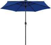 Sombrilla de jardín luces led palo de aluminio azul 270 cm